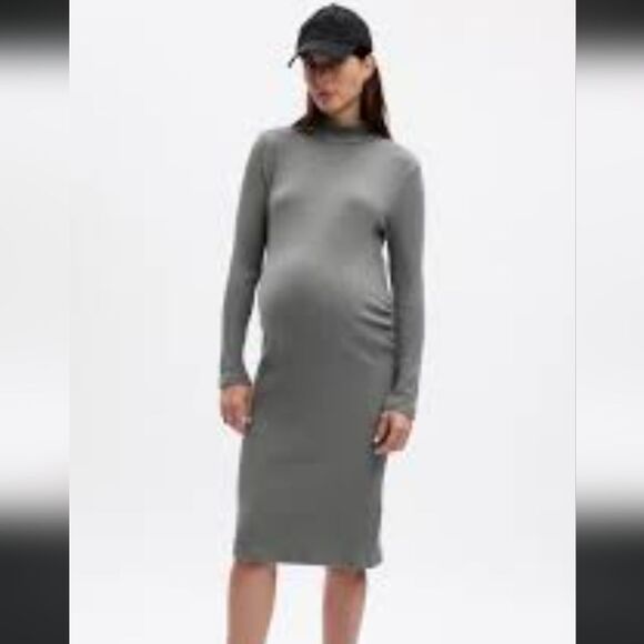Gap Maternity Ribbed Turtleneck Midi Sweater Dress Sz Small - Picture 1 of 15